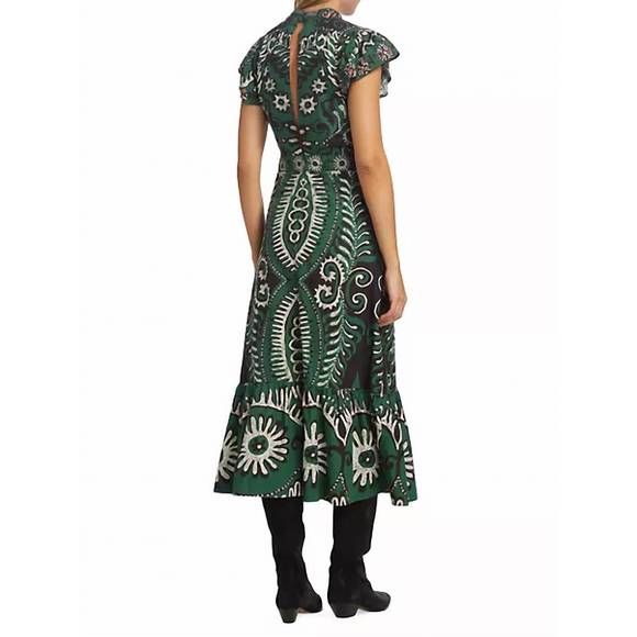 NEW SEA charlough print cut out dress in green - Picture 4 of 6